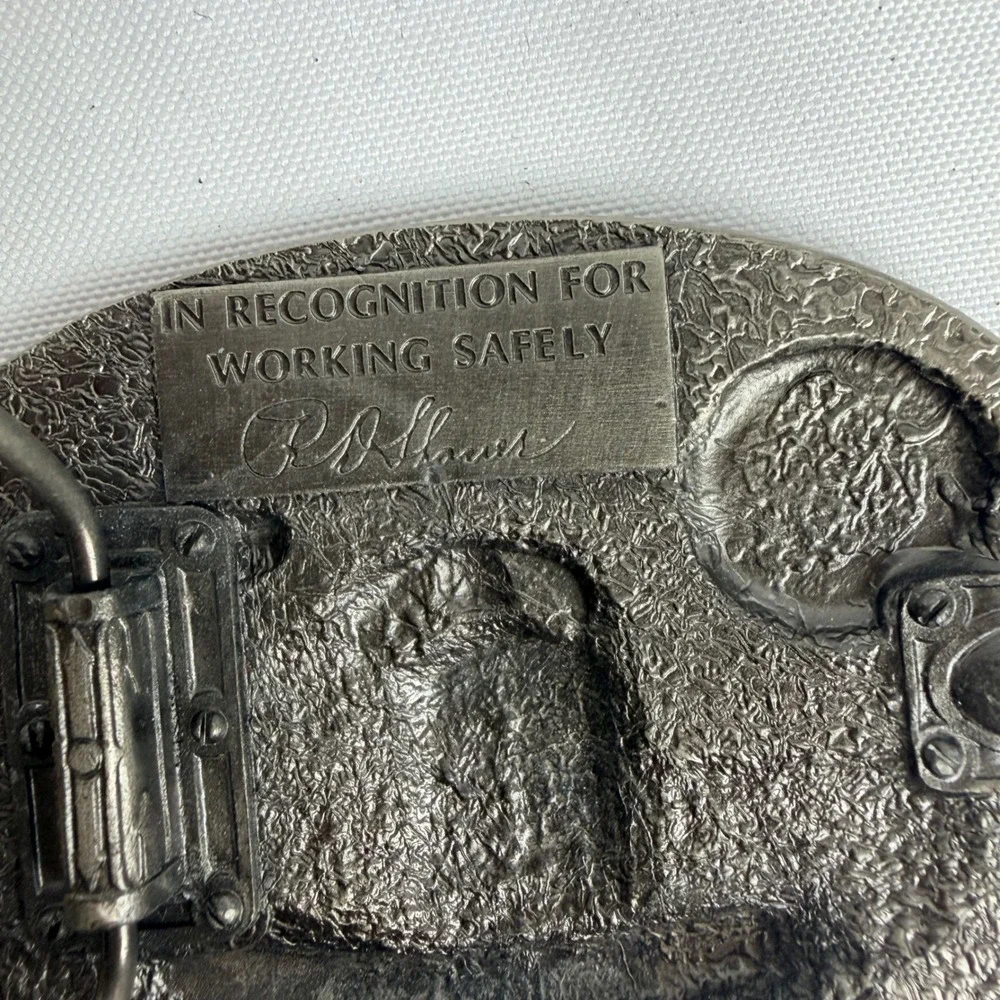 Vintage Santa‎ Fe Railway Safety Award Belt Buckle Locomotive Train 5902 Pewter